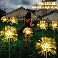 1PC Solar fajerwerki lampa na zewnątrz trawa Globe Dandelion Flash lampki świąteczne na sznurku 90 /120/150 LED na trawnik ogrodowy wakacje światła 2